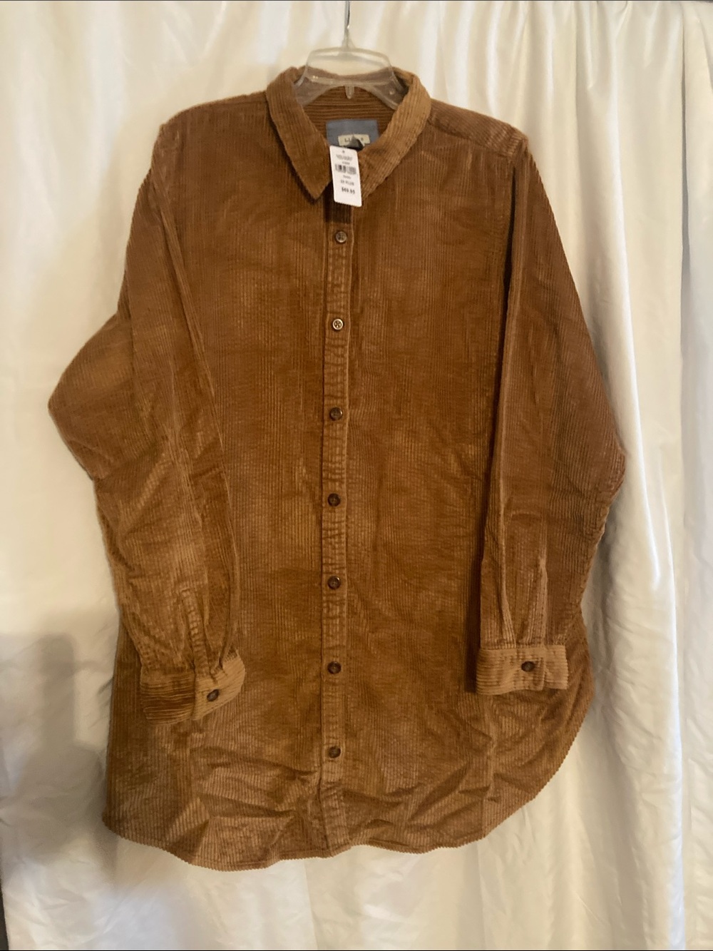 L.L. Bean women’s Corduroy Button-Down Shirt in Camel Brown 2X